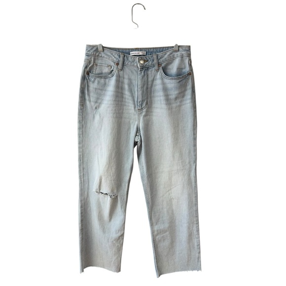 Elizabeth & James High Waisted Raw Edge Crop Denim Jeans Size30 Light Wash Baggy - Picture 3 of 10